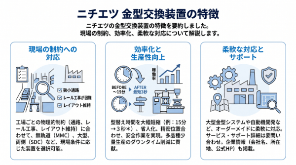 ニチエツの金型交換装置の特徴